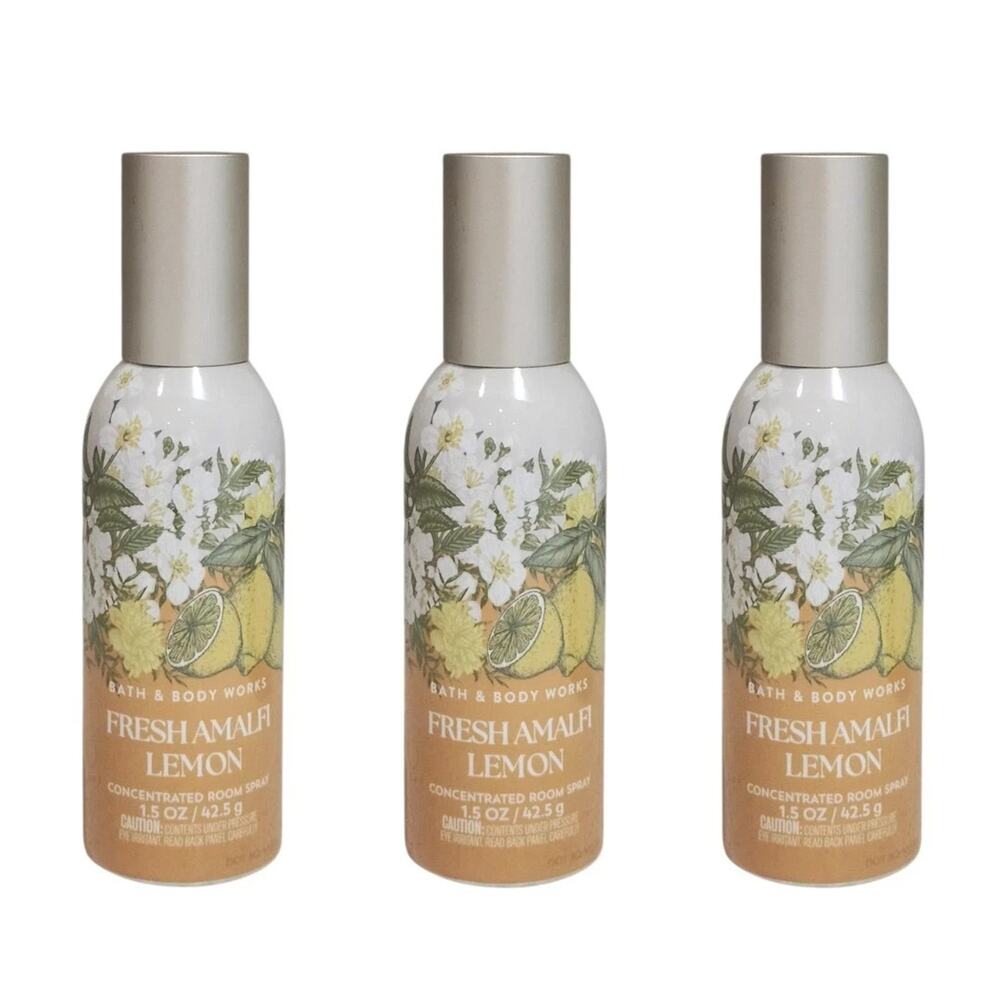 3x Bath & Body Works Fresh Amalfi Lemon Concentrated Room Sprays 1.5 oz each
